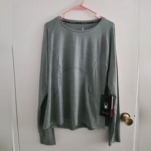 Spyder Active Women's Long Sleeve Shirt Size XL, Green, Athletic Wear, New W Tag